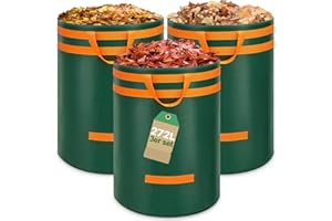 Enbagold 3X 272L Gartenabfallsack Stabil, Laubsack mit Griffen Gartensack Groß, Gartenabfallsäcke Gartensäcke Grünschnittsack, Selbststehend Grünschnittsäcke, Abfallsack für Gras Laub Gartenabfälle