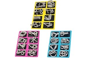 PSFXBM 3 Pack Metal Brain Teaser Puzzles, Metal Brain Teaser Puzzles Ring Educational Toys, for Teenagers Kids, Travel and Family Activity