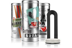 com-four® 3X boîte à dosettes de café et 1x lève-dosettes - boîte en métal pour dosettes de café - boîte décorative au Design Vintage avec Couvercle (Ensemble 4 pièces - Argent)