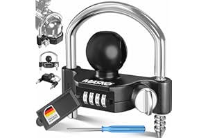 MASKO® Anhängerschloss Zahlenschloss mit 4 Stellig Code für gängige Anhängerkupplung Anhängerkugelsperrkupplung einfache Montage Diebstahlschutz Wohnwagen Anhänger Abschleppsperre Stahlbügel Schwarz