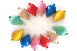 GERILEO Lote de 4/8/12 Peonzas de Madera clásicas de Colores - Regalos y Detalles para Comuniones, piñatas, Niños, Niñas, Fiestas de Cumpleaños, Trompas, peón, trompo, trompón, Spinner, perinola