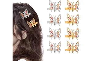 Kavya Spinki do włosów, 8 sztuk, damskie, motyle, vintage, metalowe spinki do włosów, ozdoba głowy dla dziewcząt (4 złote 4 srebrne)