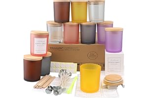 MILIVIXAY 12 Pack 12 OZ Multicolored Glass Candle Jars with Lids and Candle Making Kits - Bulk Empty Candle Jars for Making Candles - Spice, Powder Containers.