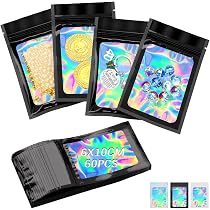 100 Mylar Beutel Wiederverschließbar – 14x20 Cm, Holografisch, Für Süßigkeiten, Schmuck & Snacks