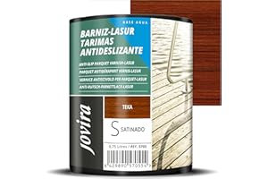 JOVIRA PINTURAS. BARNIZ-LASUR PROTECTOR ANTIDESLIZANTE TARIMAS al Agua. Protege, decora y embellece tarimas de piscinas y jardines. (750 Mililitros, Teka) F-25