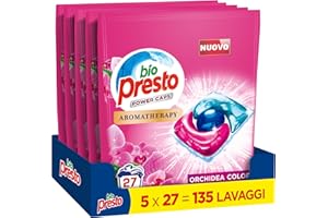 Bio Presto Power Caps Color, Detersivo Lavatrice Predosato In Capsule, Confezione Da 135 Lavaggi
