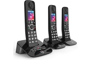 BT Premium Cordless Landline House Phone, Home Phone, 100 Percent Nuisance Call Blocker, Call Block Button, Answer Machine, Trio Handset Pack