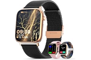 elfofle Smartklockor för kvinnor, 1,8 tum fitnessmätare med svar/ringringring/sömnövervakning/IP67 vattentät/SpO2 fitnessmätare/sömnmonitor klocka för Android iOS (svart