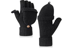 Kiiwah Rękawiczki bez palców dla kobiet i mężczyzn, rękawiczki z klapką, rękawiczki termiczne damskie zimowe konwertowalne rękawiczki termiczne do fotografii sportowej z ekranem dotykowym