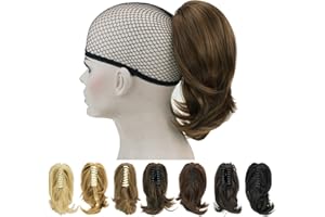 IMISSU Śliczne krótkie szpony w kucyk Chwyć treski Grube klipsy do włosów doczepianych Kawałki do włosów w mały kucyk (Jasnobrązowy)