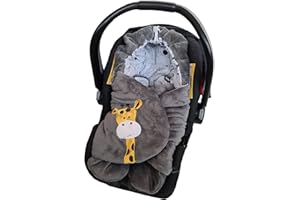 ‎IZABELL Izabell Baby Winter-Einschlagdecke, Universal für Babyschale, Autositz, z.B. für Maxi-Cosi, Römer, für Kinderwagen, Buggy oder Babybett, Winter Babydecke, für Babys 0-12 Monate (Giraffe 2)