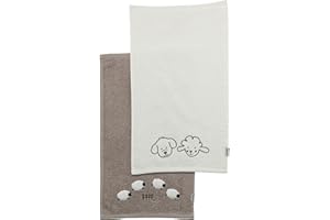 Sterntaler Set di 2 asciugamani per bambini, in cotone assorbente, piacevole sulla pelle, con bellissimi bordi e applicazioni, color sabbia