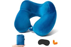 Anmerl Aufblasbare Reisekissen Weichen Samt Tragbare Nackenkissen mit Aufbewahrungstasche für Flugzeug Zug Auto Büro