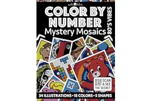 Color by Number: 80's Vibes [Premium Print] Black Background Edition | Mystery Mosaics Coloring Book for Adults | Pixel Art Coloring for Relaxation ... Bold and Easy | Color Quest | 80s Nostalgia