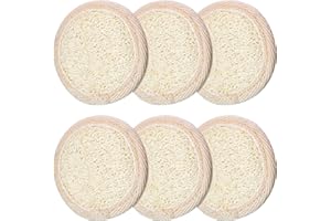 TATUO 6 Almohadillas de Lufa Exfoliante Depurador Corporal y Facial - Esponja Redonda de Ducha y Baño - Cepillo de Limpieza Cerca de Piel