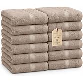 HomeBurg Set of 12 Small Towels, 100% Cotton, Soft and Absorbent, Easy Care, Premium Towels for Face and Daily Use, 30 x 30 c