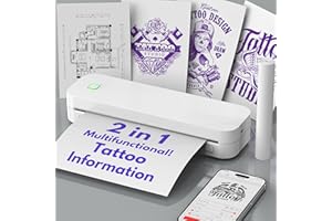 Ablemark Stampante Portatile A4, Senza Inchiostro Stampante Termica Bluetooth Compatibile con Android&IOS e Laptop, Stampante Bianco Nero Portatile per Viaggi, Lavoro, Casa, Stampante Termica Tattoo