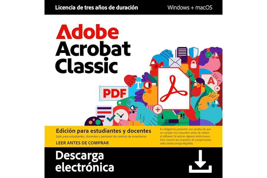 Adobe Acrobat Pro 2024 | Student and Teacher | Licencia de 3 años | Editar, rellenar y firmar PDF |PC/Mac | Descarga Digital