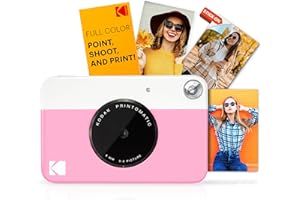 KODAK Printomatic Appareil photo numérique à impression instantanée couleur – Photos de haute qualité sur papier autocollant Zink 2 x 3" – 5 MP, portable, cadeau créatif pour anniversaire, Noël – Rose