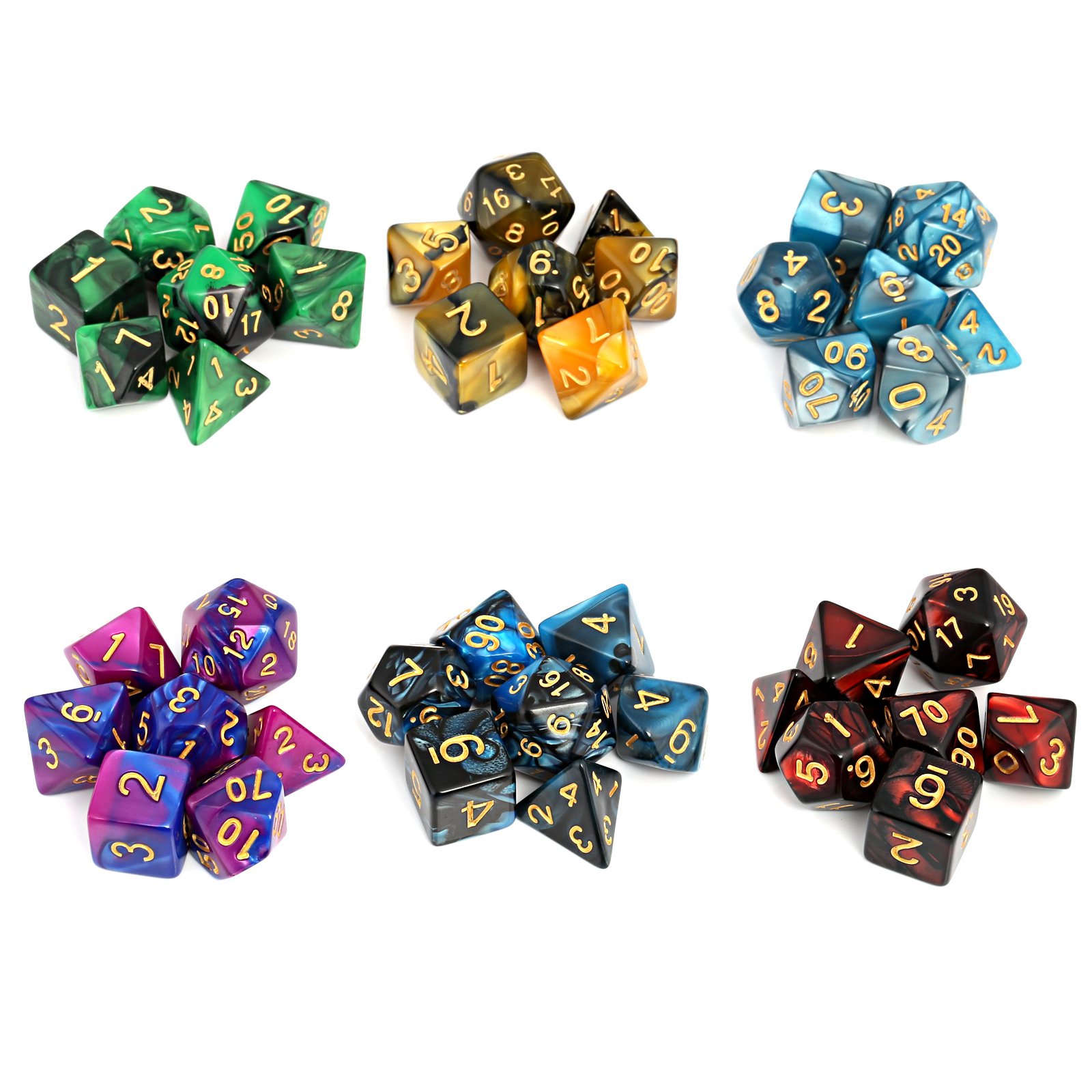Moncolis Dados Poliedricos 6 x 7 (42 Piezas) Dados de Juego para Dungeons and Dragons DND RPG MTG D20 D12 D10 D8 D6 D4 Juegos de Cartas de Mesa
