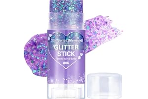Prreal Body Glitter,Mermaid Sequins Glitter Stick Face Sparkling,Chunky Holographic Hair Glitters,Lips Nails Festival Rave Halloween Makeup, 06 Mermaid