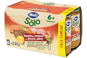 Hero Baby - Tarritos de Menestra de Verduras con Ternera y Jamón, Sin Sal Añadida, Sin Almidón, Sin Aceite de Palma, Ingredientes 100% Naturales, Pack de 6 x 235 gr