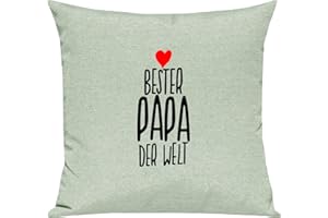 Kleckerliese Kissen Kissenbezug Kissenhülle 40x40cm Bester Papa der Welt, Farbe Mint