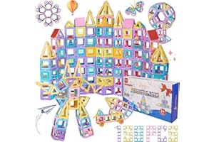 JAiiMen Magnetic Tiles Toys, Kids Building Blocks Set with Magnetic Figure, 3D Magnet Tile Girls Boys STEM Toy Learning Educational Christmas Birthday Gifts for Toddlers 3 4 5 6 7 8+ Year Old (158PCS)