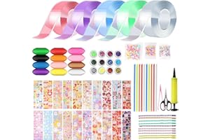 Kunaxku Lot de 65 rouleaux de ruban adhésif Nano Tape Bubble - 6 rubans (5 cm x 1 m) + 59 paquets de matériel de luxe - Ruban à bulles Gonflable - Rubans à bulles - Kit de bricolage pour enfants, avec
