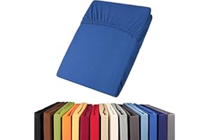 aqua-textil Viana Spannbettlaken 180x200-200x200 cm royal blau Baumwolle Spannbetttuch Jersey Laken