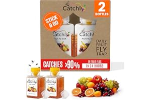 Catchly Fruit Fly Trap - 2 pack, Highly Effective Fruit Fly Killer for Home & Kitchen, Up to 3 Weeks of Performance per Bottle, Child & Pet Friendly by MANSUR Est. 1891