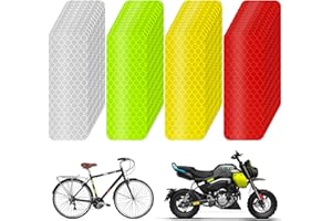Adiwo Bande Reflechissante Autocollante, 48Pcs Imperméable Bande Reflechissante, Argent Jaune Rouge Vert Réflecteur Haute Visibilité Bande Fluorescente Autocollants de Sécurité(3x8CM)