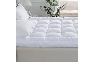 Arlinens Mattress Topper King Bed 4"(10cm) Hotel Quality Extra Soft Hypoallergenic Deep Microfiber topper Fluffy & Breathable Microfiber Mattress Topper with Elasticized Straps (King,150x200cmx10cm)