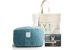 ‎AGREENIE aGreenie® Yogakissen Meditationskissen/Yoga Kissen mit Buchweizen-Füllung/Yogakissen rund aus Samt/Yoga-Kissen Sitzhöhe 15cm / inkl. Meditations-Ebook & Tasche