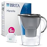 BRITA Marella Water Filter Jug Graphite (2.4L) Half Year Pack incl. 6x MAXTRA PRO Pure Performance cartridge - fridge-fitting