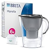 BRITA Caraffa filtrante Marella grafite (2.4L) incl. 6 x filtri MAXTRA PRO All-in-1 che riduce cloro, calcare e PFAS - Adatta