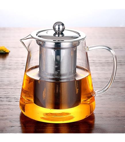 Orion Theepot van borosilicaatglas, hittebestendig met roestvrij staal Orion Theepot van borosilicaatglas, hittebestendig met roestvrij staal
