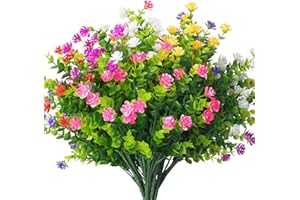 Moulyan 12 Stück kunstblumen wie echt, UV-Beständige Künstliche Blumen Außen Outside Decoration,Künstliche Blumen wie Echt,Kunstblumen Balkon,Künstliche Balkonpflanzen,Künstliche Blumen für Draußen