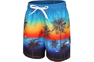 AISYEE Costume da bagno per bambini, pantaloncini da bagno ad asciugatura rapida, pantaloncini da spiaggia hawaiani, 5-14 anni