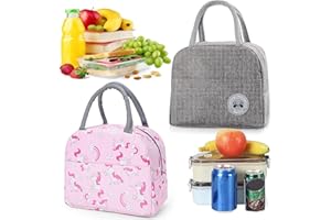Qunkun 2 Stück Picknicktasche, Faltbar Isoliertasche, Thermotasche, Lunchtasche, Erwachsene, Kühltasche Mini, Kühlbox für Picknick, Taschenhalter Kühltasche, Picknick-Handtasche Studenten und Kinder