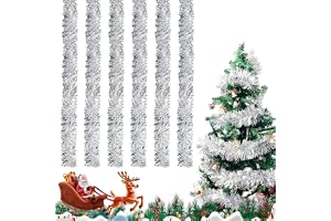 VIDSTW 6 st formbar julgransgirlang 12 m (silver) | Julgran glitter glitter jul silver för kronor trappräcken dörrkarmar föns