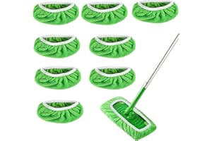FENGQQKJ 8 paños reutilizables para el suelo, paños lavables, paños de mopa para mopa, paños verdes secos para mopa Swiffer Sweeper Mop, mopa de suelo