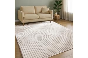 benuta Basic Tappeto salotto Claire - Crema 160x230 cm - Salotto Minimalista stile retrò geometrico - Manutenzione semplice - Compatibile con pavimento riscaldato