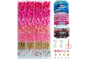 YTZWkit Pony Beads for Bracelet Making Kit, Handmade Friendship Making Set with Spacer Charms Letter Hair Beads, Jewelry Crafts Gift for Teen Girls