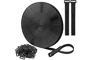 LAFEFE Regulowane opaski kablowe 10 m x 2 cm z 60 pętlami, opaska kablowa wielokrotnego użytku, zarządzanie kablami, łatwe przycinanie, do przechowywania i organizowania kabli, kolor czarny