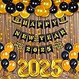 Happy New Year Decoration Items - 45Pcs New Year Decoration Items for 2025 with curtains, happy new year banner, new year 2025 foil balloons, New Year Gifts For Women, Husband, Corporate, Wife, Kids