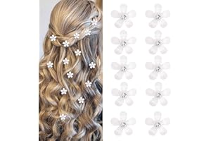 Mezrkuwr 10 pinzas para el pelo con flores blancas con diamantes de imitación, horquillas para el pelo con flores, horquillas decorativas, pinzas para el pelo de boda, accesorios para el pelo con