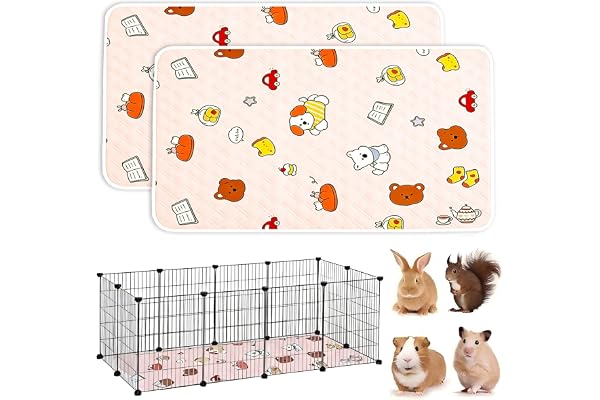 Sadodo 2-pack 115 x 80 cm PIPI kuddar för marsvin kanin tvättbar | Återanvändbar burmatta & sovmatta för hamstrar och små djur, bur och kapsling tillbehör underlag, Guinea Pig Cage Liners