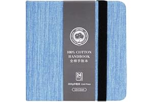 Lightwish Diario quadrato per acquerelli, 100% carta di cotone, 300 g/m², senza acidi, 24 fogli per schizzi, stampa a freddo, per artisti, adulti, studenti, 11,9 x 11,9 cm (blu)