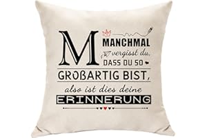 HASODEO Manchmal Vergisst Du, DASS Du So Großartig Bist, Also Ist Dies Deine Erinnerung Kissenbezug mit M Buchstabe Geschenke für Mädchen Jungen Frauen Männer Tägliche Positive Affirmationen Geschenke (M)